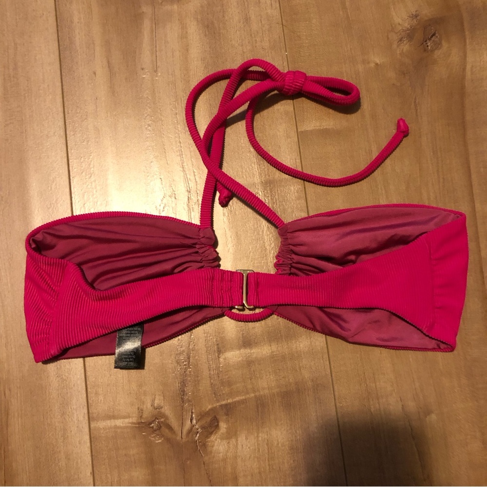 Beach Riot Hot Pink Ribbed Halter Bikini Top - Picture 4 of 5
